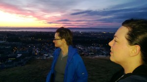ERD's stage manager Heather Olmstead and director Aimee Todoroff enjoying the view from atop Arthur's Seat
